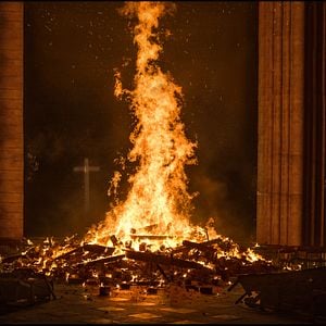 Fotoğraf Notre-Dame brûle