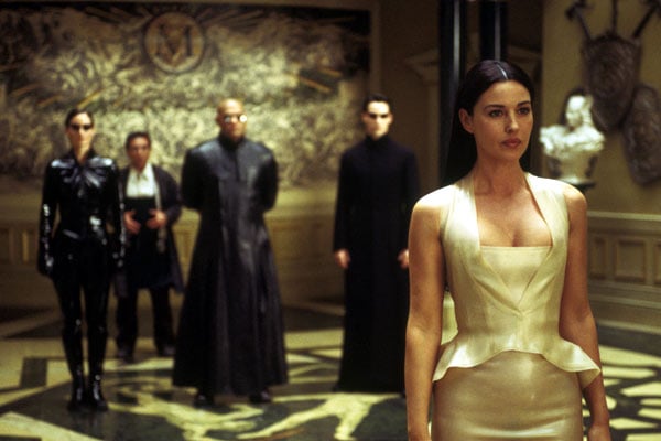 Matrix Reloaded : Fotoğraf Laurence Fishburne, Monica Bellucci, Carrie-Anne Moss, Randall Duk Kim, Keanu Reeves