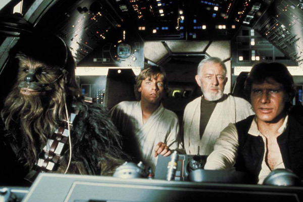 Yıldız Savaşları : Fotoğraf Peter Mayhew, Alec Guinness, Mark Hamill, Harrison Ford