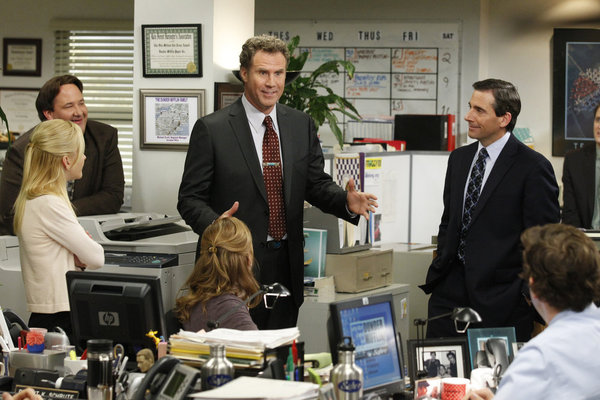 The Office (US) : Fotoğraf Jenna Fischer, John Krasinski, Angela Kinsey, Brian Baumgartner, Will Ferrell, Steve Carell