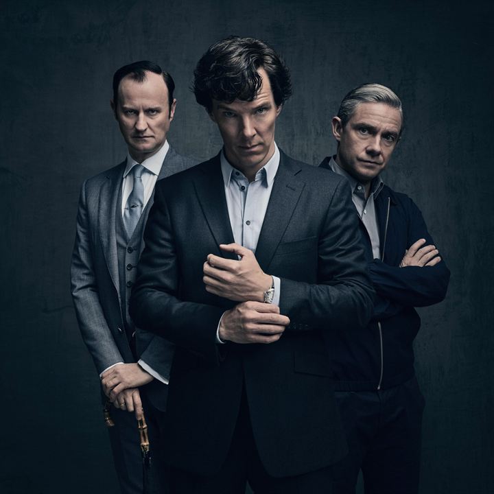 Fotoğraf Martin Freeman, Mark Gatiss, Benedict Cumberbatch