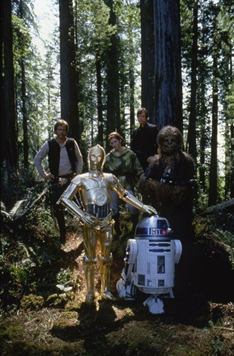 Yıldız Savaşları: Jedi’nin Dönüşü : Fotoğraf Peter Mayhew, Kenny Baker, Anthony Daniels, Mark Hamill, Harrison Ford, Carrie Fisher, Richard Marquand