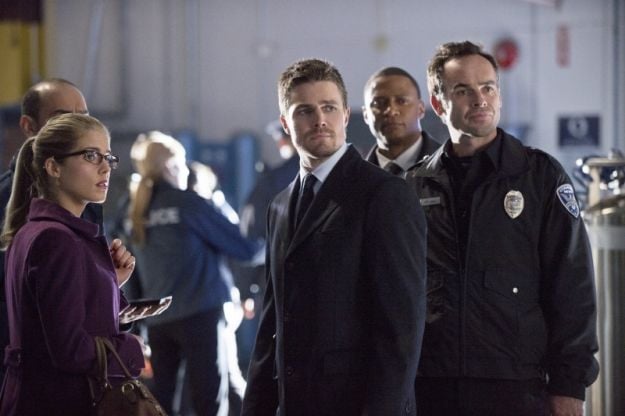 Fotoğraf Stephen Amell, David Ramsey, Emily Bett Rickards, Paul Blackthorne